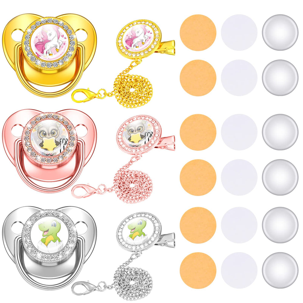 TONDIAMO 3-piece pacifier set gold with crystals for stylish baby gifts