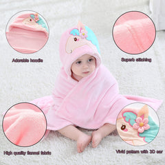 TONWHAR pink horse hooded blanket worn on baby for warmth and cuddling