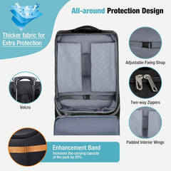 Tonyeee car seat travel backpack features a telescopic handle for effortless handling.