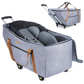 Tonyeee car seat travel bag wheels showcase smooth rolling for effortless airport navigation.