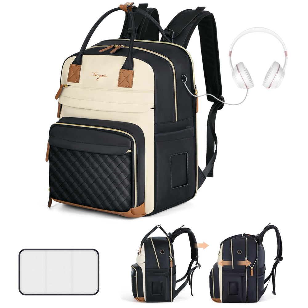 Tonyeee diaper bag backpack expands to 37L for two kids on trips