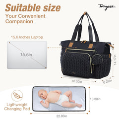 Tonyeee diaper bag tote includes three stable thermal bottle compartments for easy feeding.