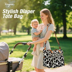 Tonyeee Diaper Bag Tote changing pad included for comfortable on-the-go changes.