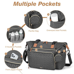 Tonyeee diaper bag tote large capacity with 16 pockets keeps baby essentials organized