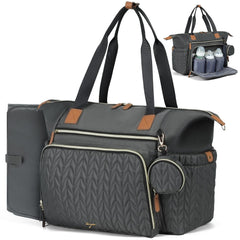 Tonyeee diaper bag tote with quilted exterior for stylish everyday baby bag
