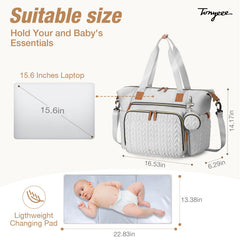 Tonyeee diaper bag tote shows studded feet keeping the base clean during travel.