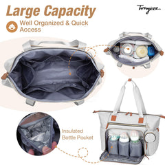 Tonyeee diaper bag tote uses tear-resistant fabric for lasting daily use.