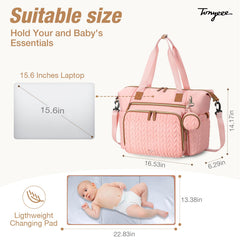 Tonyeee diaper bag tote wet-wipes pocket keeps wipes within reach.