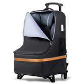 Tonyeee upgraded car seat travel bag with wheels enables smooth airport maneuvering.