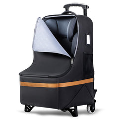 Tonyeee upgraded car seat travel bag with wheels enables smooth airport maneuvering.