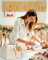 Toodly Baby Diaper Caddy Organizer removable dividers with Velcro for flexible configuration