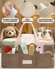 Toodly Baby Diaper Caddy outer pocket stores small essentials for quick access