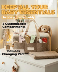 Toodly Baby Diaper Caddy in soft teddy fleece for cozy nursery storage