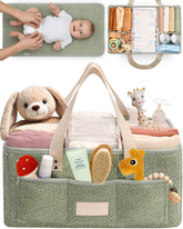Toodly diaper caddy organizer with foldable-changing-pad for portable changes