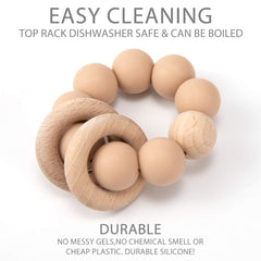 TopGomes teether shows beech wood detail and natural materials.