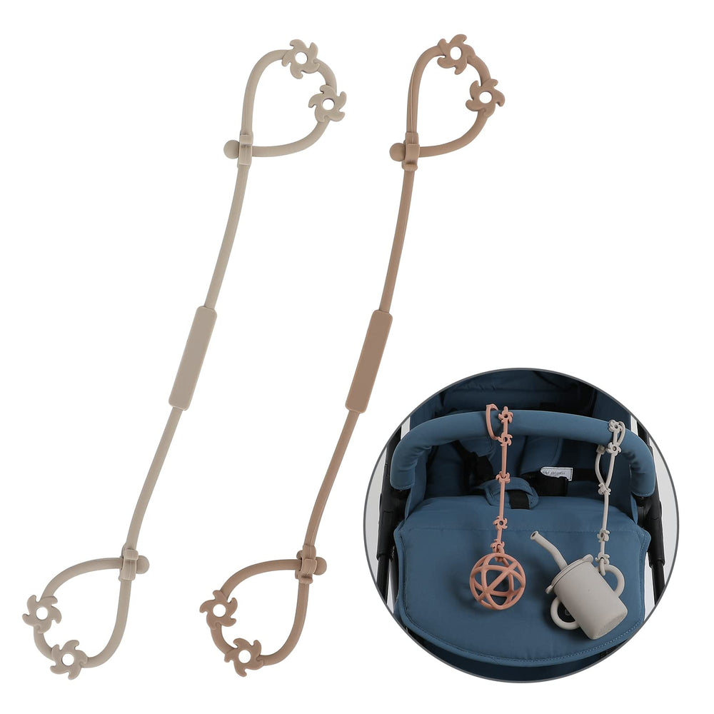 TOPGOMES toy safety straps sand color secure toys and cups, keeping essentials off the floor.