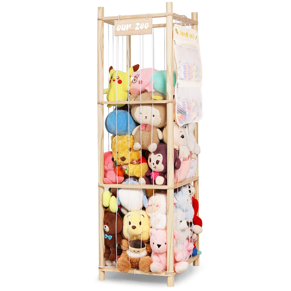 TOPHDY stuffed animal storage organizer with zoo cage design boosts imagination while keeping shelves tidy.