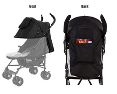 TOPOQ universal stroller sun shade cover back pocket provides easy storage for essentials.