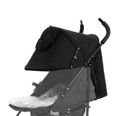 TOPOQ universal stroller sun shade cover front view blocks sun for a comfortable ride.