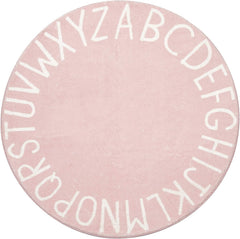 Topotdor alphabet rug 71-inch pink round offers bright letters for early learning and safe play.
