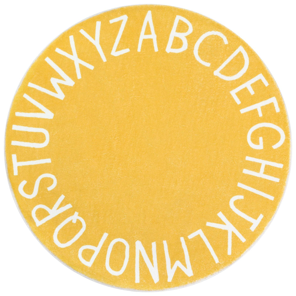 Topotdor round kids play rug alphabet yellow 63-inch diameter for spacious play