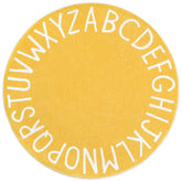 Topotdor round kids play rug alphabet yellow 63-inch diameter for spacious play
