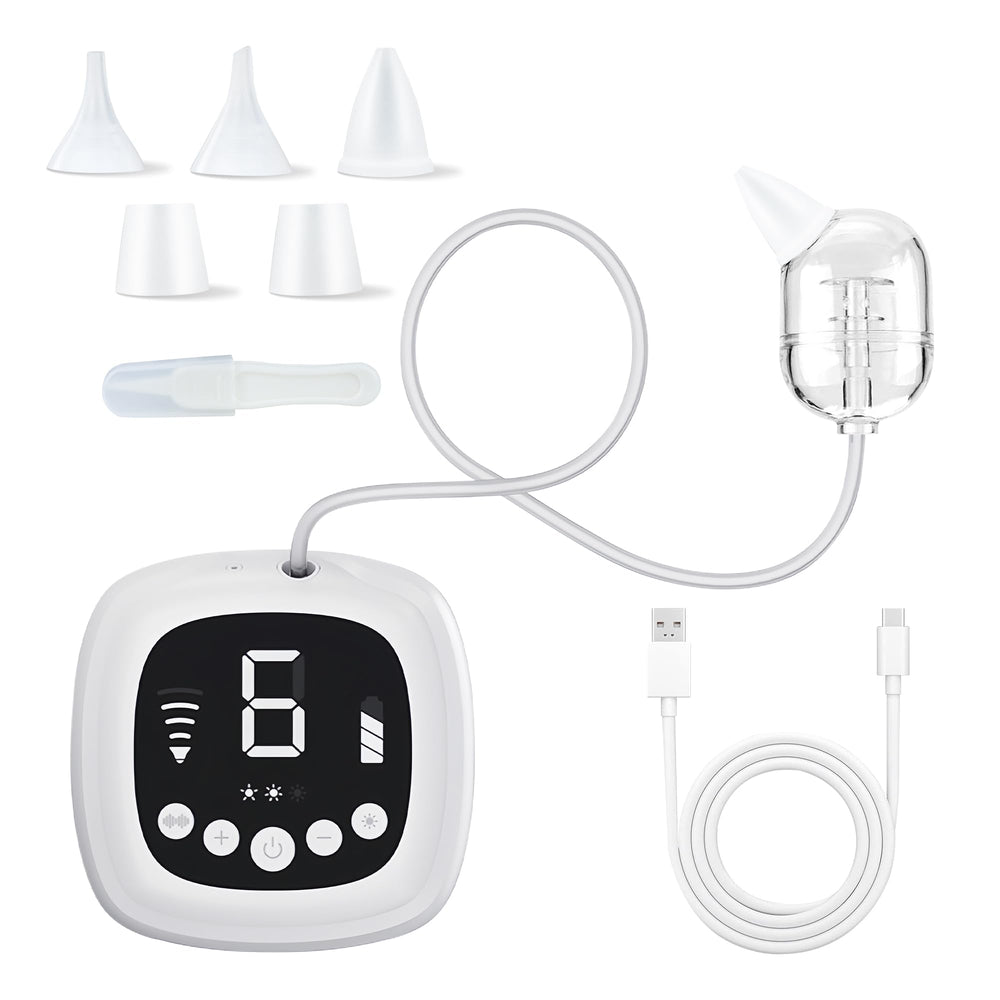 TopQuaFocus electric baby nasal aspirator front view for gentle nasal cleansing.