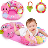 Topsochir caterpillar pillow playmat shows textured fabrics for sensory exploration and tummy time play.