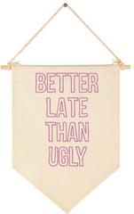 Topthink banner flag pennant beige closeup shows cotton canvas texture for nursery charm