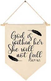 Topthink God Is Within Her banner canvas wall sign for nursery inspiration