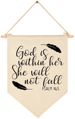 Topthink God Is Within Her banner canvas wall sign for nursery inspiration