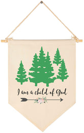 Topthink I Am a Child of God banner closeup stitching enhances nursery decor.