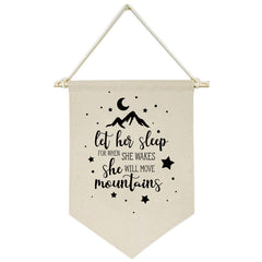 Topthink Let Her Sleep banner wall sign with moon-star design for soothing nursery ambiance