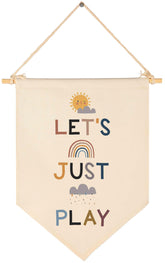 Topthink Lets Just Play canvas banner for nursery decor enhances cozy spaces.