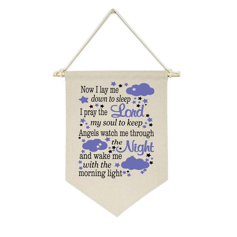 Topthink Now I Lay Me Down banner canvas for nursery decor, lightweight and easy to hang.