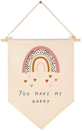 Topthink You Make Me Happy rainbow heart canvas banner brightens nursery or kids room