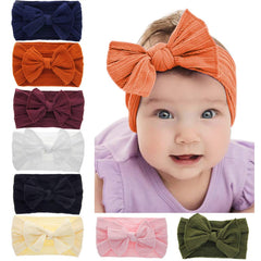Toptim baby bow headband pink soft nylon daily wear and photo ready
