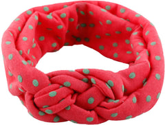 Toptim baby headbands turban knots on baby demonstrating secure, comfortable fit for newborns and toddlers.