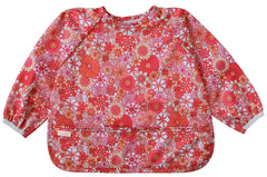 Torange waterproof long-sleeve bib wearing during dinner keeps spills contained for stress-free meals.