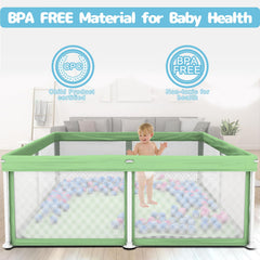 TOREVSIOR 50x50 play area offers roomy space for crawling and imagination.