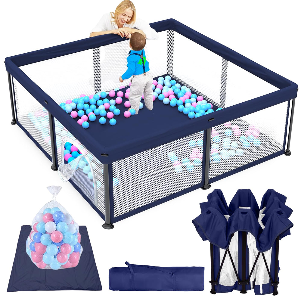 TOREVSIOR foldable playpen assembly demonstrates quick setup for busy parents.
