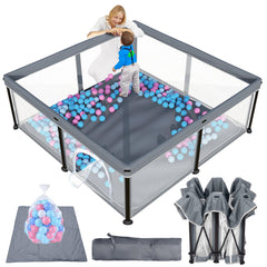 TOREVSIOR foldable playpen setup shows quick assembly for on-the-go parents.