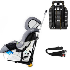 TORIBIO car seat travel cart folded for compact storage and portability.