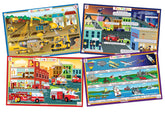 Tot Talk vehicles placemat promotes at-mealtime transportation learning and conversation.