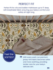TotAha premium stretchy crib sheets buttery soft feel for baby comfort.