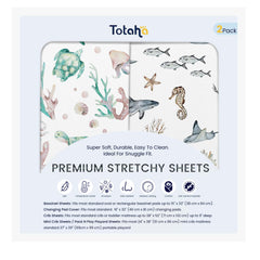 TotAha crib sheets sea animal pattern offer playful aesthetic and gentle comfort for baby crib