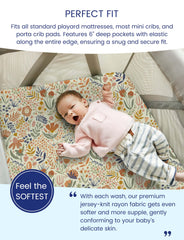 TotAha fitted crib sheet close-up highlighting silky, stretchy knit.