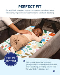 TotAha pack n play fitted sheets with 5-inch pockets stay secure on standard playards.