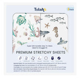 TotAha premium soft pack-n-play sheets with sea animal pattern offer cozy nap time.