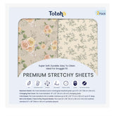 TotAha Premium Soft Pack n Play Sheets Vintage Rose closeup shows TotCare fabric for gentle sleep.